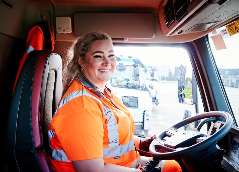 Women driving a truck